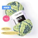Плюшевая пряжа Yarnart Dolce 808(белый салатовый зелёный) 100г. 120м. 1шт