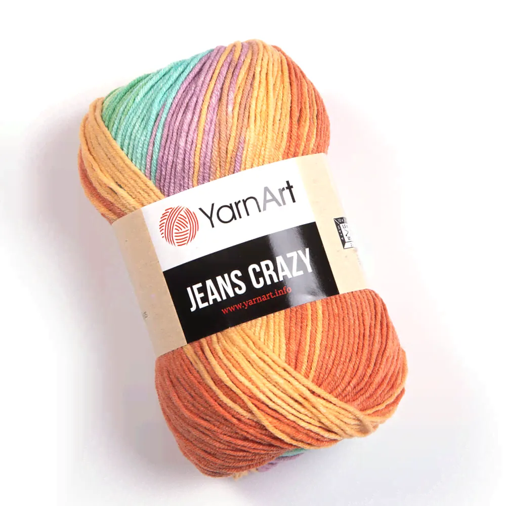 Пряжа YarnArt Jeans Crazy (8202) зел.бирюза принт