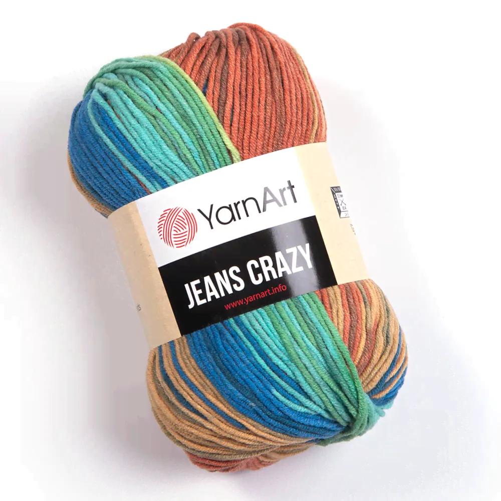 Пряжа YarnArt Jeans Crazy (8209) рыже-салатовый принт