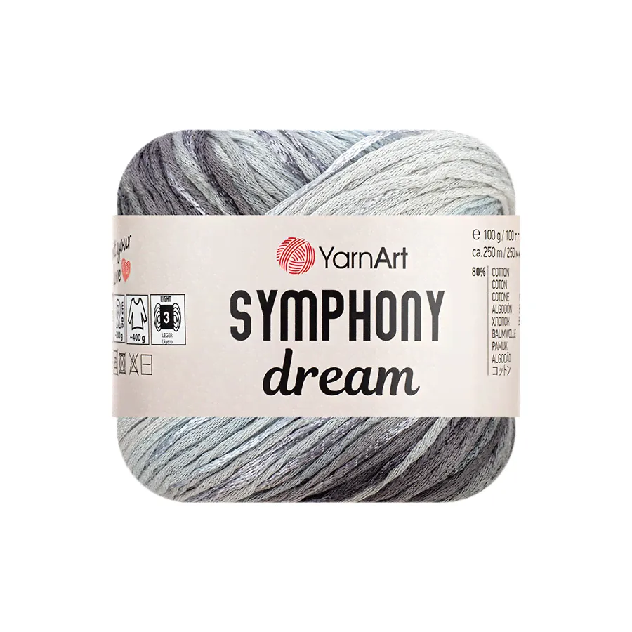 Пряжа YarnArt "SYMPHONY DREAM" (Ярнарт Симфония) 3118 (св.серый/т.серый) 250 м /100 г