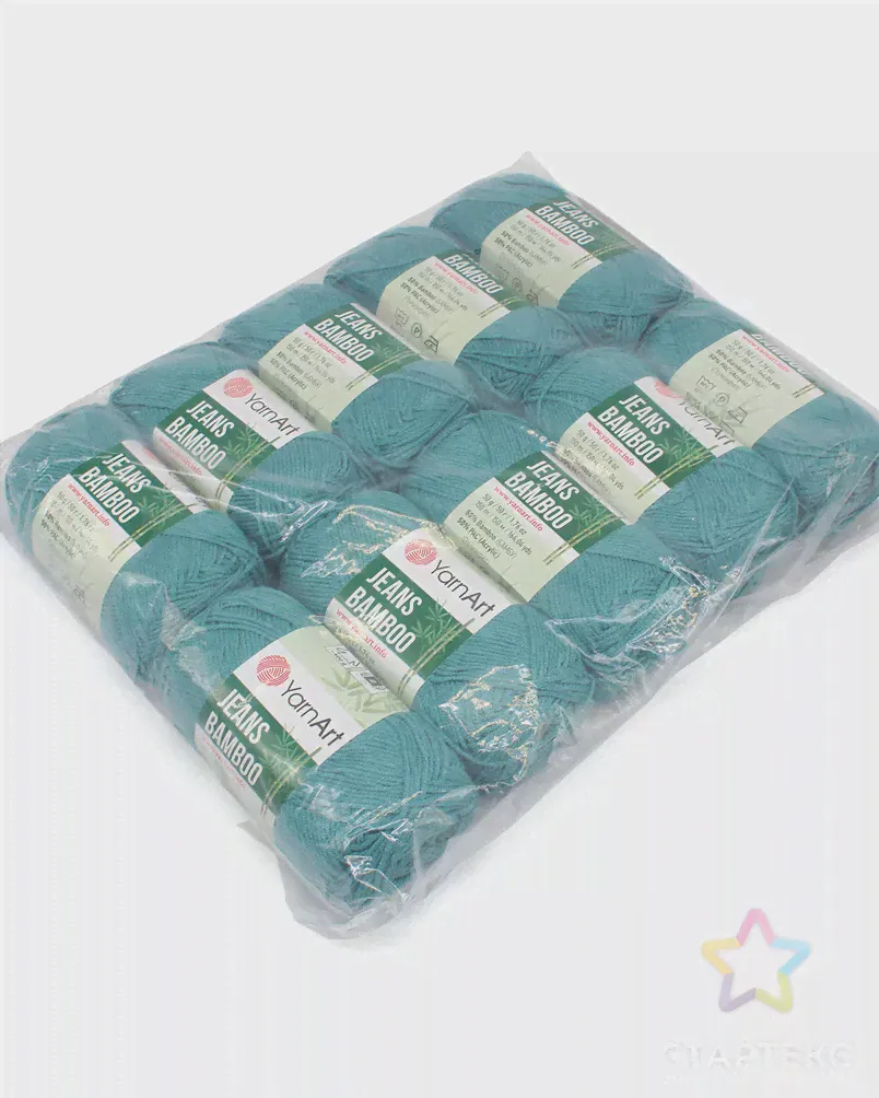Пряжа YarnArt 'Jeans bamboo' 50гр 150м (50% бамбук, 50% полиакрил) (121 серо-зеленый) серо-зеленый-2