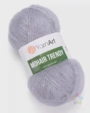 Пряжа YarnArt 'Mohair trendy' 100гр 220м (50% мохер, 50% акрил) (113 светло-серый) светло-серый