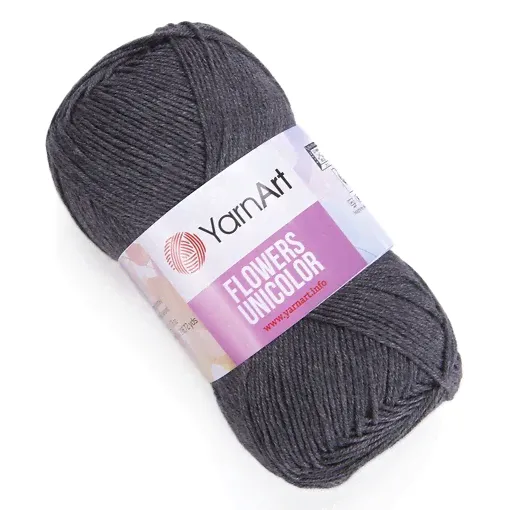 Yarnart Flowers Unicolor 745 темно серый-0