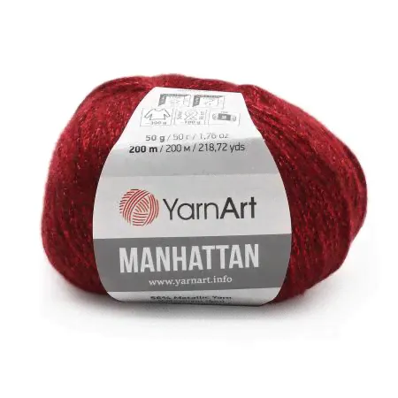 Пряжа YarnArt Manhattan 50гр 200м (56% металлик, 7% шерсть, 7% вискоза, 30% акрил) (913 красный)