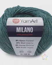 Пряжа YarnArt 'Milano' 50гр 130м (8% альпака, 20% шерсть, 8% вискоза, 64% акрил) (873 темная бирюза) темная бирюза