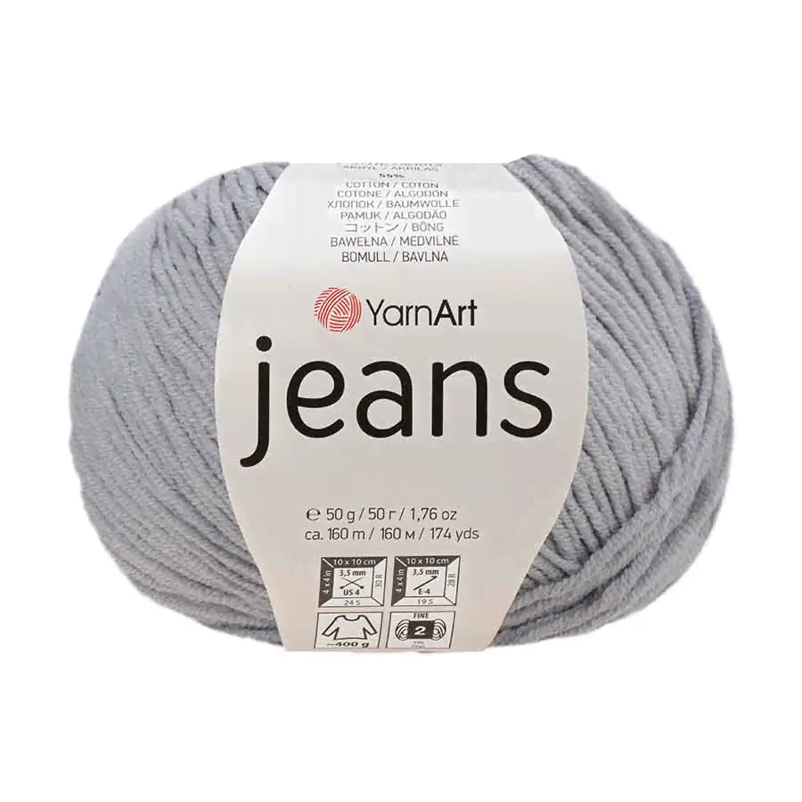 Пряжа YarnArt "JEANS" (50 г) 80 (св.серый)-0
