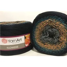 Пряжа Yarnart FLOWERS 263 серый/абрик/мор.волна