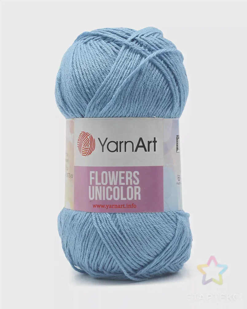 Пряжа YarnArt 'Flowers Unicolor' 50гр 200м (55% хлопок, 45% полиакрил) (742 голубой) голубого цвета-2
