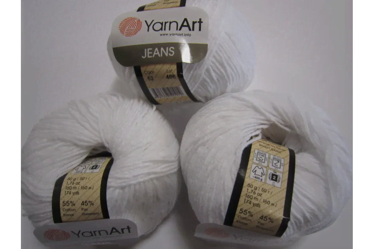 YarnArt Jeans 62 белоснежный-0