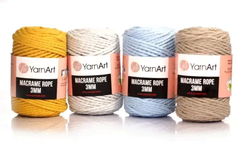 Пряжа YarnArt Macrame Rope 3mm, 60% хлопок, 40% вискоза и полиэстер, 250гр/63м-0