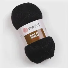 Пряжа для вязания YarnArt Gold (ЯрнАрт Голд) - 5 мотков 9038 черный с черным люрексом, блестящая, 92% акрил, 8% металлик, 400 м/100г
