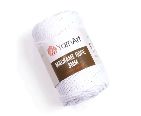 Пряжа YARNART MACRAME ROPE 3mm 751 белый