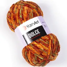 Пряжа Yarnart DOLCE 810 оранжевый принт