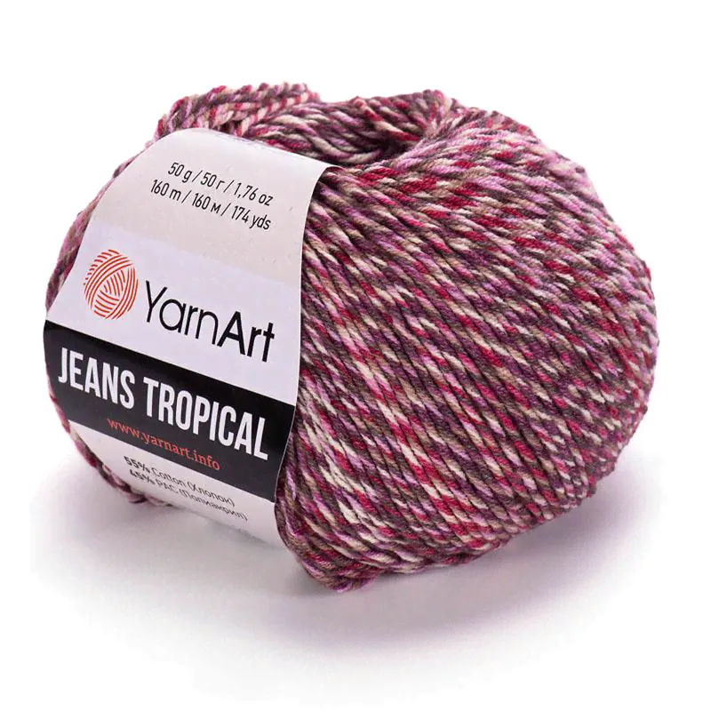 Пряжа для вязания YARNART "JEANS TROPICAL" (№619) Бордо/беж-0