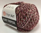 Пряжа Yarnart Jeans Tropical (619 бордо с желт.и розов.)