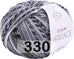 Пряжа YarnArt Heritage 330 серо.черн.белый-0