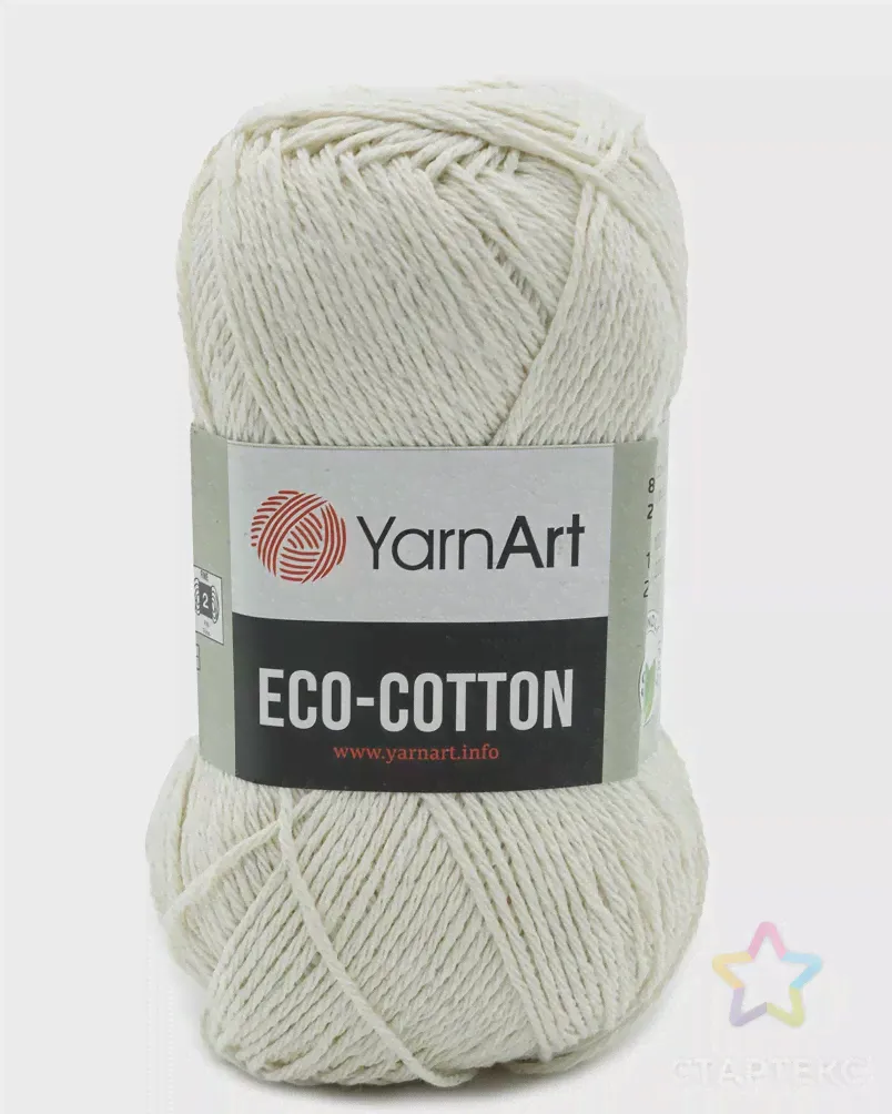 Пряжа YarnArt 'Eco Cotton' 100гр 220м (80% хлопок, 20% полиэстер) (762 кремовый) кремового цвета