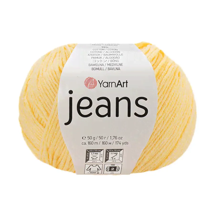 Пряжа YarnArt "JEANS" (50 г) 88 (св.желтый)-0