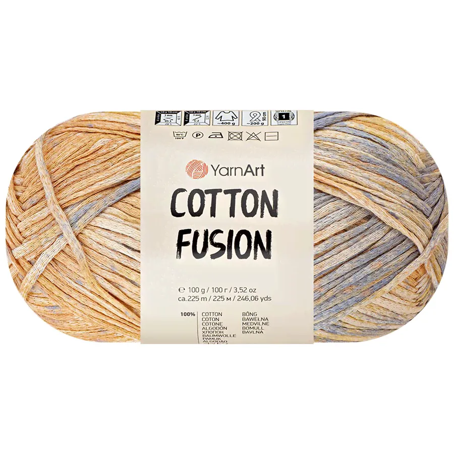 Пряжа YarnArt "COTTON FUSION" (100 г) 3656 (песочный/серый)-0