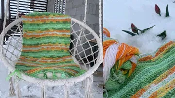 Коврик крючком «Тюльпаны в снегу» прямоугольный: YarnArt Adore Dream 1058