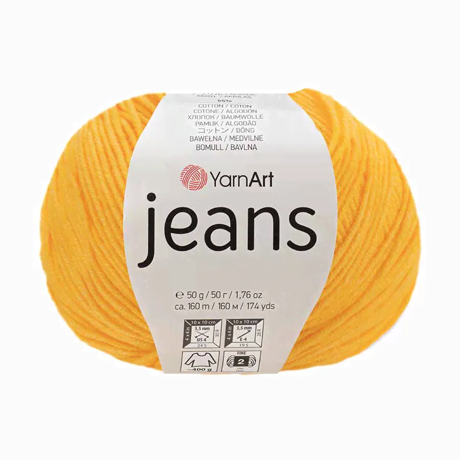 Пряжа YarnArt "JEANS" (50 г) 35 (т.желтый)-0