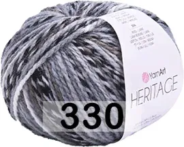 Пряжа YarnArt Heritage 330 серо.черн.белый