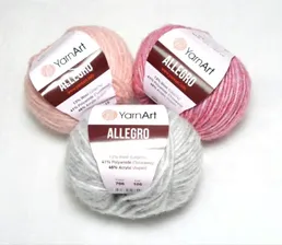 Пряжа YarnArt Allegro, 13% шерсть, 41% полиамид, 46% акрил, 50гр/145м