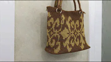 Сумка-шоппер узором жаккард из шнура YarnArt Macrame.