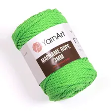Пряжа YarnArt Macrame Rope 3mm цвет 802 ярко-зеленый