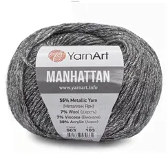 Пряжа YarnArt 'Manhattan' 50гр 200м (56% металлик, 7% шерсть, 7% вискоза, 30% акрил) (903 серебро) 10 шт