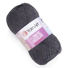 Yarnart Flowers Unicolor 745 темно серый