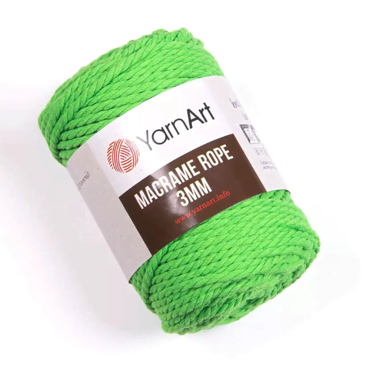 Пряжа YarnArt Macrame Rope 3mm цвет 802 ярко-зеленый-0