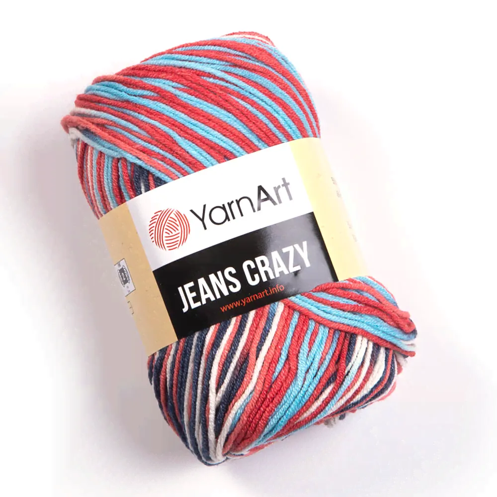 Пряжа YarnArt Jeans Crazy (7208) красно-синий принт-0