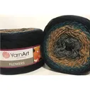 Пряжа Yarnart FLOWERS 263 серый/абрик/мор.волна