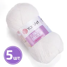 Пряжа YarnArt Flowers Unicolor (730), белый, 5 шт. по 50 г, Flowers_Unicolor_730