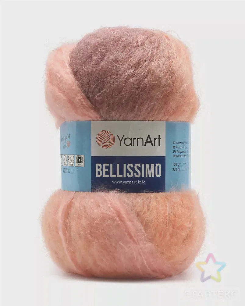Пряжа YarnArt 'Bellissimo' 150гр 330м (13% мохер, 67% акрил, 4% полиамид, 16 % полиэстер) (1411) 1411-1