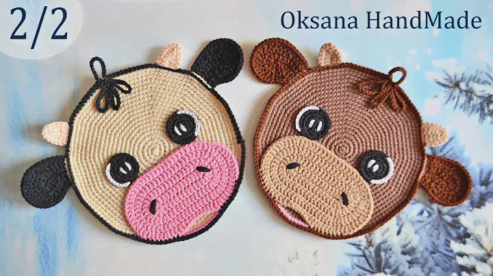 Прихватка подставка крючком "Бык и Коровка" 2/2 ч. Символ 2021. Crocheted stand