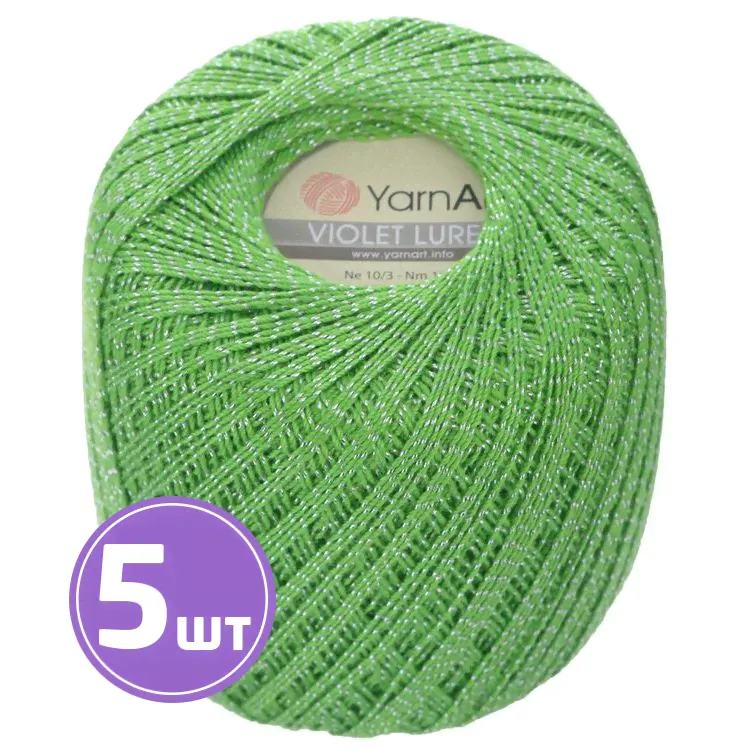 Пряжа YarnArt Violet Lurex (16332), светло-зеленый-серебристый, 5 шт. по 50 г, Violet_Lurex_16332-0