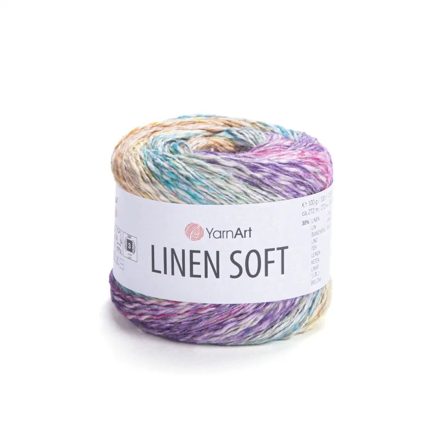 Пряжа YarnArt Linen Soft (7401) радуга-0