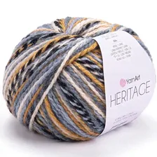 Пряжа для вязания YARNART "HERITAGE" (№331) Шафран/чёрный/серый