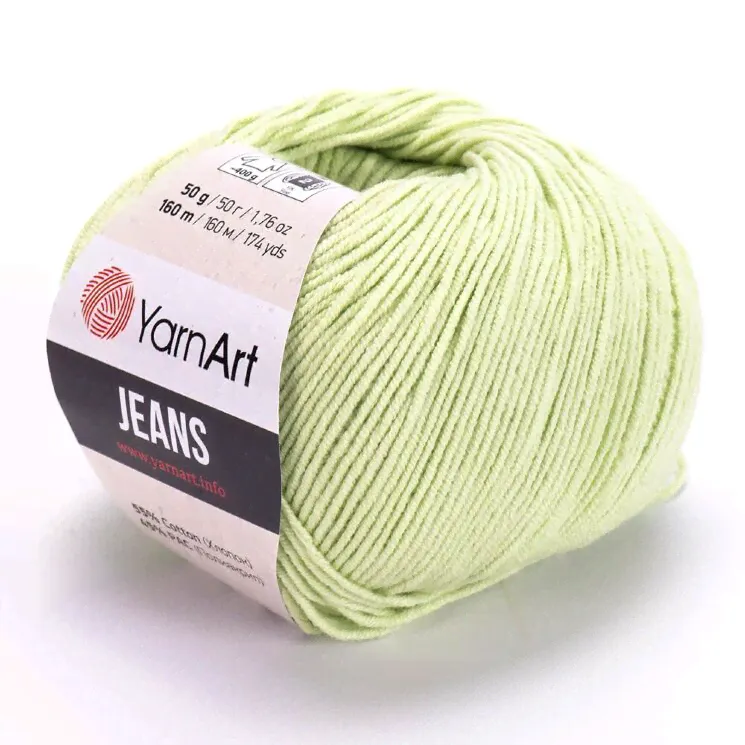 Пряжа YarnArt Jeans цвет №11 светло-зелёный-0