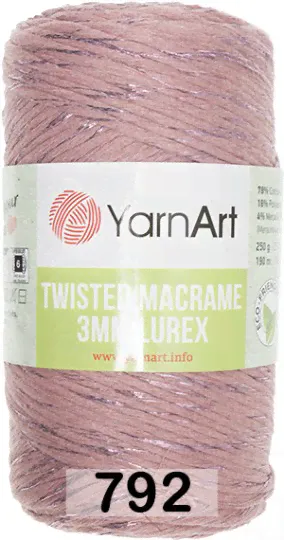 Пряжа YarnArt macrame twisted 3 mm lurex
