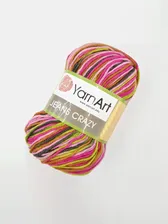 YarnArt jeans Crazy 7206 малиново-салатовый