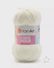 Пряжа YarnArt 'Flowers Unicolor' 50гр 200м (55% хлопок, 45% полиакрил) (730 белый) белого цвета