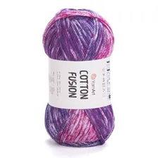 Пряжа Cotton fusion YarnArt - 3647 (фиолет/фуксия), 100% хлопок, (100г, 225м) нитки для ручного вязания
