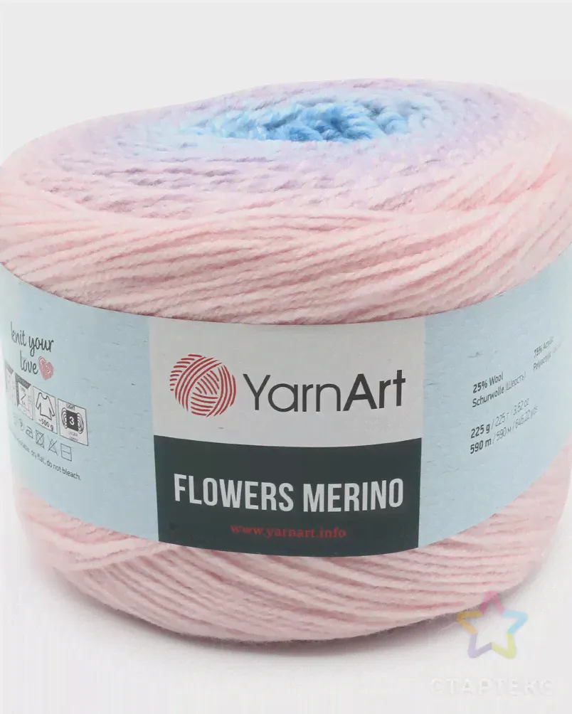 Пряжа YarnArt 'Flowers Merino' 225гр 590м (25% шерсть, 75% акрил) (551 секционный) секционный-0