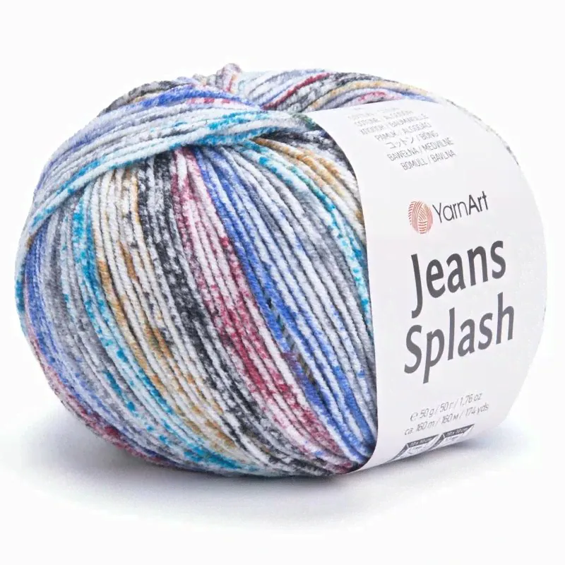 Пряжа для вязания YARNART "JEANS SPLASH" (№942) Синий/серый/малиновый