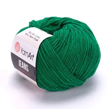 Пряжа для вязания YarnArt Jeans цвет №52 зелёный