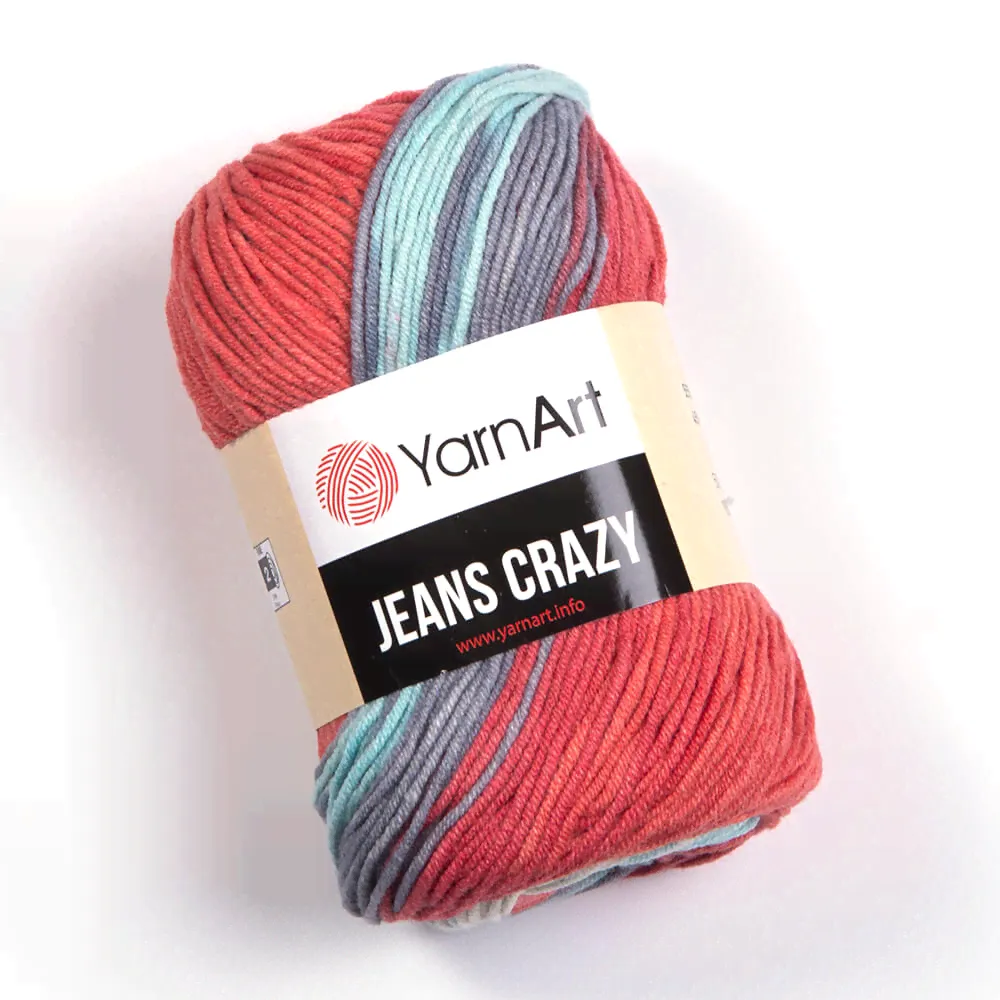 Пряжа YarnArt Jeans Crazy (8205) красный принт-0