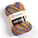 Пряжа YarnArt Jeans Crazy (8213) зеленый-фиолетовый-оранж